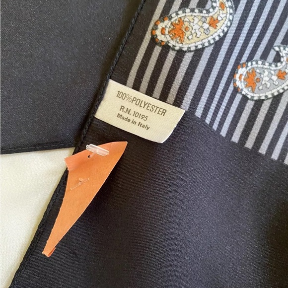 VTG Scarf Herman Pecker & Co. Made In Italy,Poly. 53” Stripe Paisley NOS, 80s - Picture 6 of 7